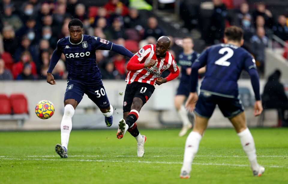 Yoane Wissa utlignet for Brentford, som til slutt vant 2-1 over Aston Villa. Yoane Wissa utlignet for Brentford, som til slutt vant 2-1 over Aston Villa. Foto: Steven Paston / PA via AP / NTB