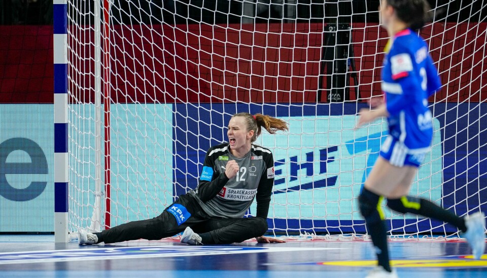Danmarks målvakt Anna Opstrup Kristensen storspilte mot Frankrike Danmarks målvakt Anna Opstrup Kristensen storspilte mot Frankrike.Foto: Beate Oma Dahle / NTB