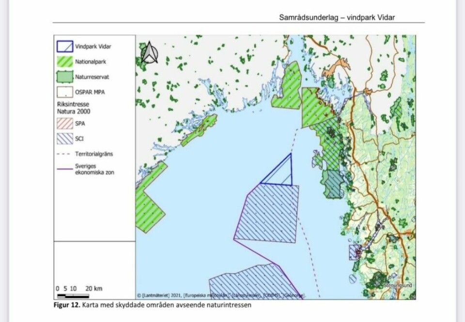 Utklipp fra Samrådsunderlaget: Vindpark Vidar ligger tett på flere naturreservater og nasjonalparker, både på norsk og svensk side. Utklipp fra Samrådsunderlaget: Vindpark Vidar ligger tett på flere naturreservater og nasjonalparker, både på norsk og svensk side.