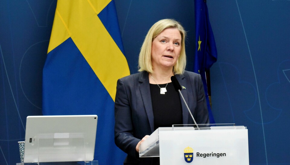 Statsminister i Sverige Magdalena Andersson har løftet det sosialdemokratiske partiet i Sverige. Statsminister i Sverige Magdalena Andersson (S) under en pressekonferanse om koronasituasjonen i Sverige. Foto: Marko Säävälä / TT / NTB