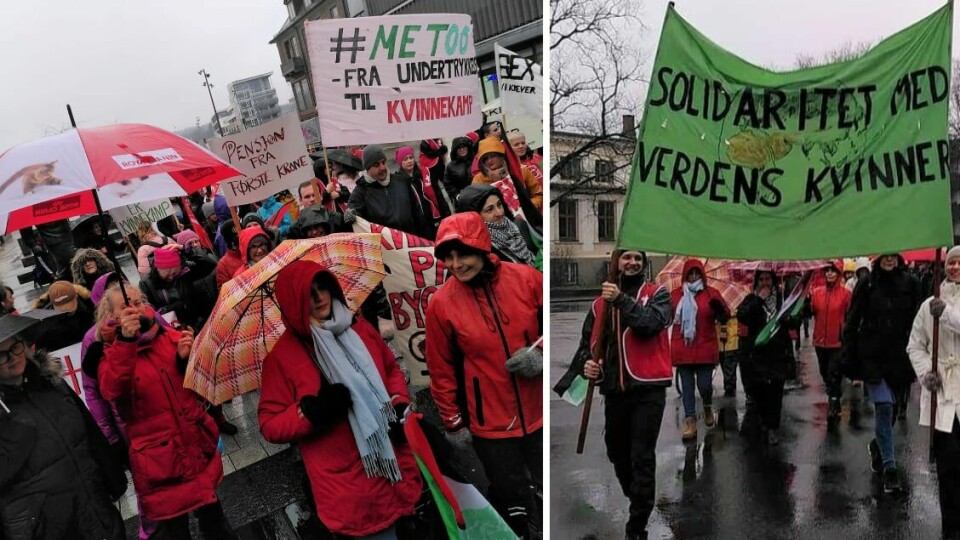 «Kvinnekamp trengs i hele verden, og det er dette 8. mars handler om.» skriver 8. mars-komiteen i Fredrikstad. Bildene er fra markeringen i 2020. «Kvinnekamp trengs i hele verden, og det er dette 8. mars handler om.» skriver 8. mars-komiteen i Fredrikstad. Bildene er fra markeringen i 2020.