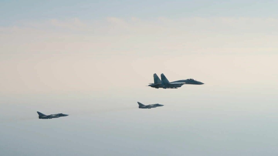 Tre av de fire russiske jagerflyene som krenket svensk luftrom onsdag. Tre av de fire russiske jagerflyene som krenket svensk luftrom onsdag. Foto: Svenska flygvapnet / TT / NTB