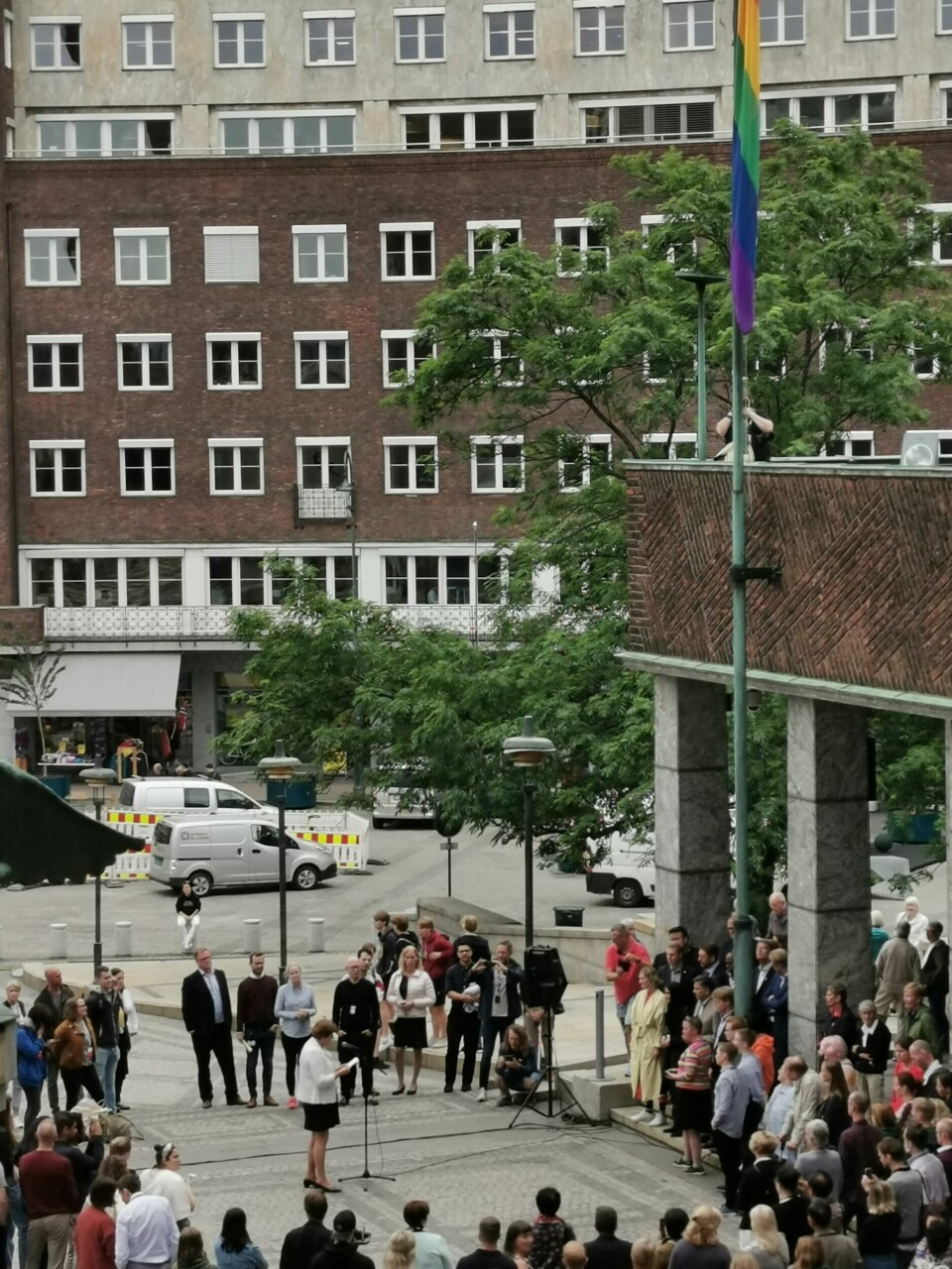 HEISES: Når bystyremøtet er midt i Pride-uka skal det heises regnbueflagg i lunsjpausa. HEISES: Når bystyremøtet er midt i Pride-uka skal det heises regnbueflagg i lunsjpausa.