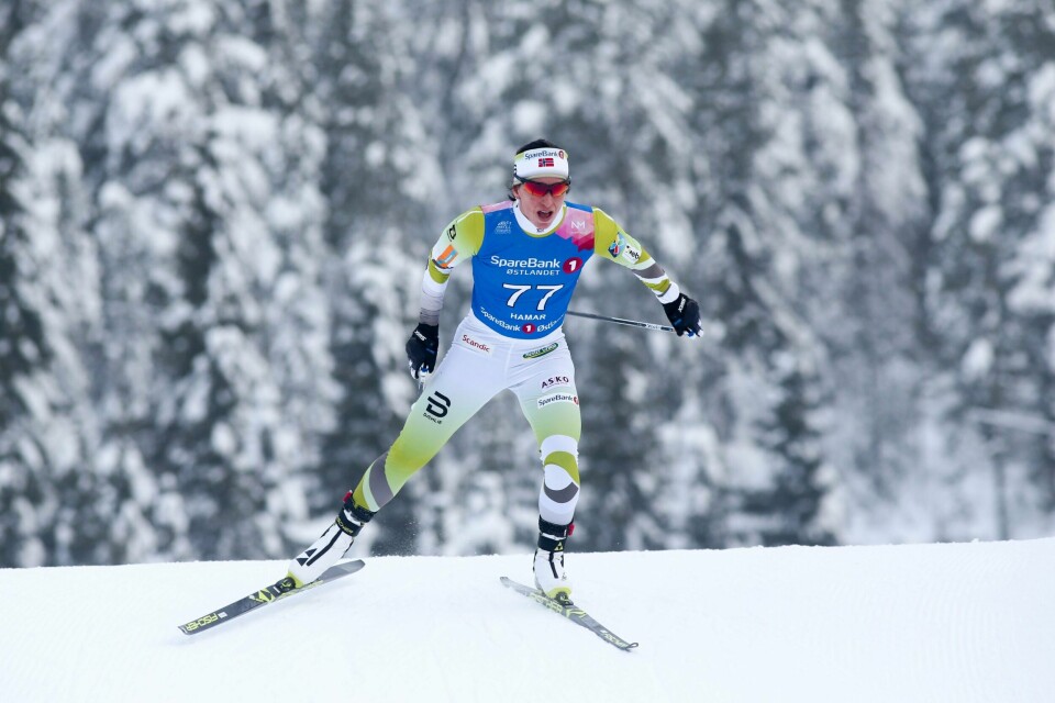 Marit Bjørgen i aksjon under NM på Gåsbu. Hun sto over helgens renn i Planica.