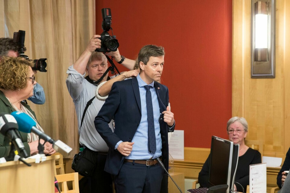 Knut Arild Hareide åpner KrFs ekstraordinære landsstyremøte der landsstyret skal behandle den politiske situasjonen og mistillitsforslaget mot justisminister Sylvi Listhaug. Foto: Håkon Mosvold Larsen / NTB scanpix