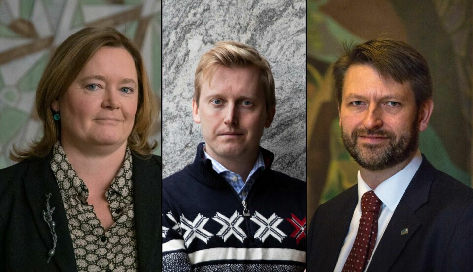 Nåværende nestleder i Oslo Høyres bystyregruppe, Anne Haabeth Rygg og tidligere gruppeleder Eirik Lae Solberg (til høyre) utfordrer gruppeleder Øystein Sundelin (i midten). Oslo Høyres gruppeleder Øystein Sundelin. Rådhuset.