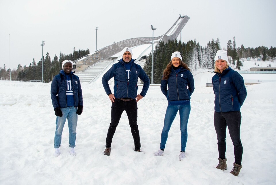Bryter Grace Bullen, statsråd Abid Raja, sprinter Amalie Iuel og skihopper Maren Lundby under lanseringen av prosjektet Like Muligheter 12. januar i Holmenkollen. Oslo 20210112. Grace Bullen, Abid Raja, Amalie Iuel og Maren Lundby under lanseringen av prosjektet Like Muligheter 12. januar 2021 i Oslo.Foto: LikeMuligheter / NTB