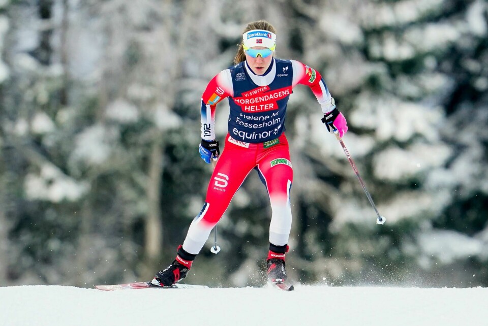 Junioren Helene Marie Fossesholm tok gullet på 10 kilometer fri teknikk under NM i Granåsen. Trondheim 20210119. Helene Marie Fossesholm under 10km fri intervallstart i Granåsen.Foto: Ole Martin Wold / NTB