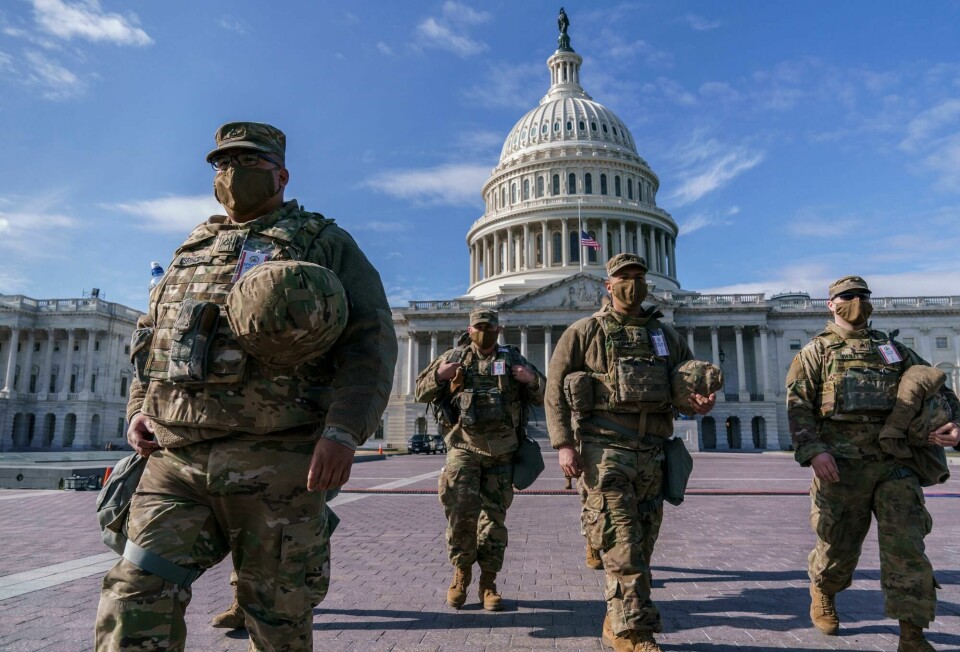 National Guard troops reinforce security around the U.S. Capitol ahead of the inauguration of President-elect Joe Biden and Vice President-elect Kamala Harris, Sunday, Jan. 17, 2021 in Washington. (AP Photo/J. Scott Applewhite) National Guard troops reinforce security around the U.S. Capitol ahead of the inauguration of President-elect Joe Biden and Vice President-elect Kamala Harris, Sunday, Jan. 17, 2021 in Washington. (AP Photo/J. Scott Applewhite)