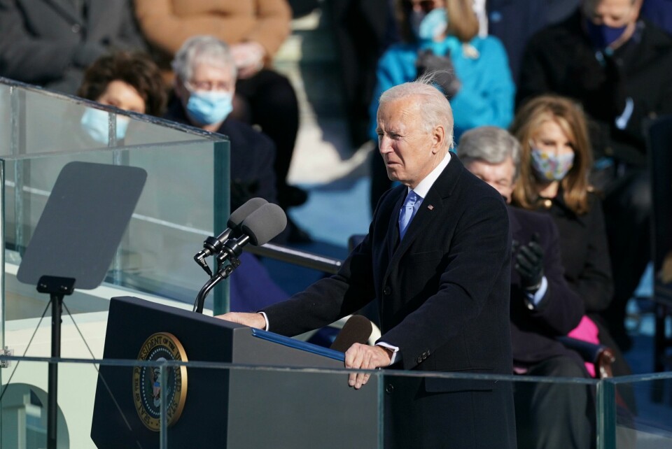 Foto: AP/NTB President Joe Biden speaks after being sworn in as the 46th President of the United States on Capitol Hill in Washington on Wednesday, Jan. 20, 2021. (Erin Schaff/The New York Times via AP, Pool)
