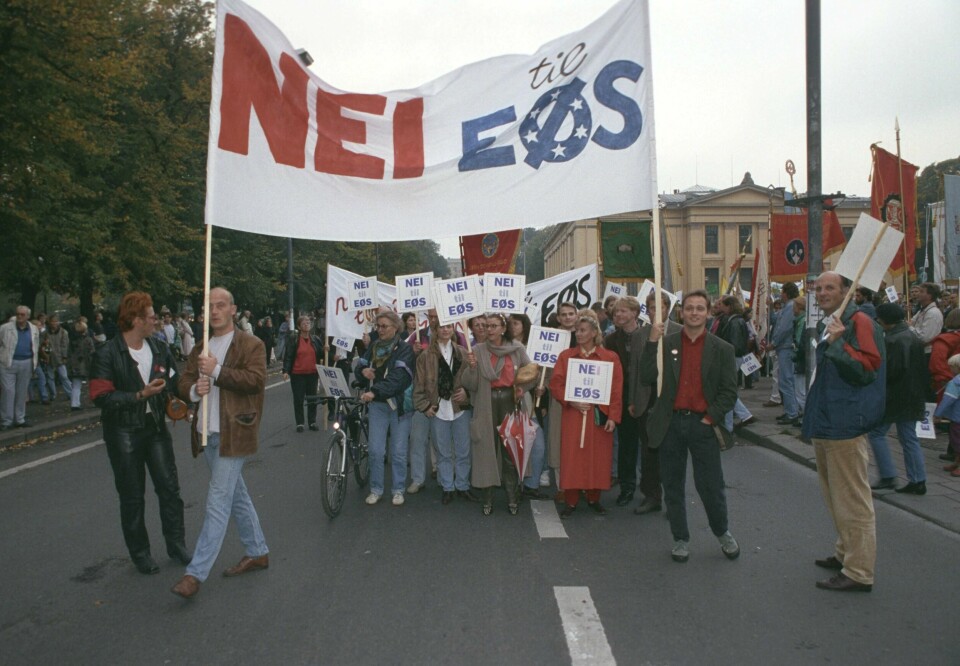 En EØS-debatt er i emning, foreløpig uten samme temperatur som her i september 1992.