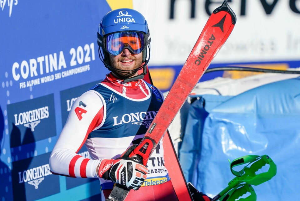 Marco Schwarz var raskest i kombinasjonen i alpin-VM. Foto: Giovanni Auletta / AP / NTB