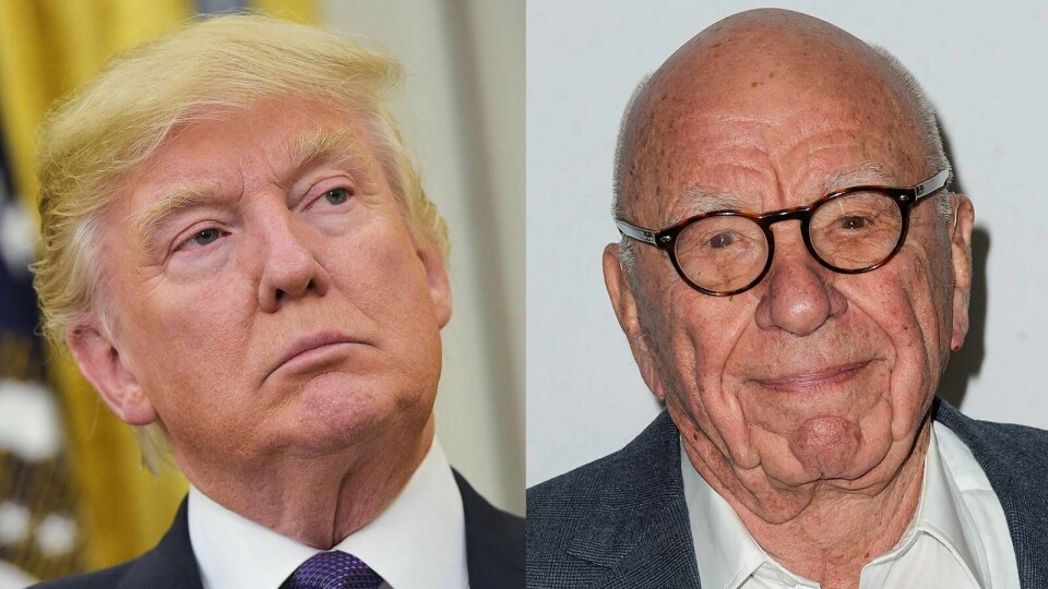 Tidligere USA-president Donald Trump (t.v.) har mye å takke mediemogul Rupert Murdoch (t.h.) for. Foto: NTB