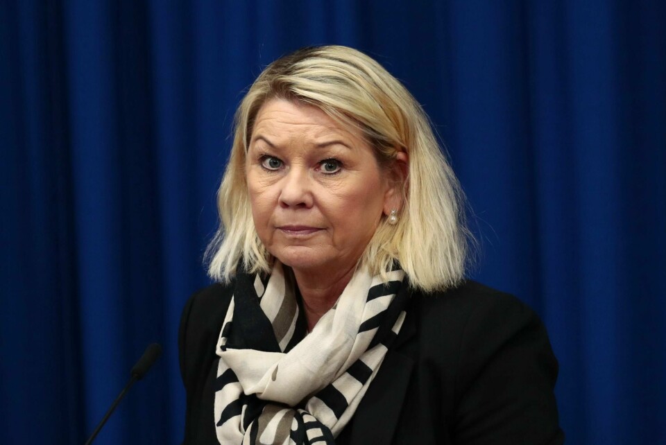 Den daglige pressekonferansen i forbindelse med koronasituasjonen. Justis- og beredskapsminister Monica Mæland (H). Foto: Lise Åserud / NTB scanpix