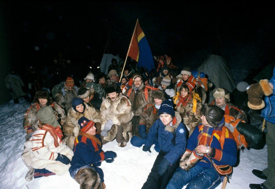 Fra demonstrasjonene mot utbyggingen av Alta-Kautokeino-vassdraget, her i 1979.