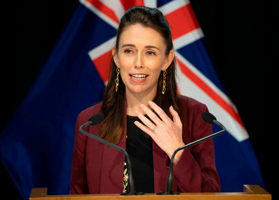 New Zealand's Prime Minister Jacinda Ardern briefs the media about the COVIS-19 coronavirus at the Parliament House in Wellington on April 27, 2020. - Ardern claimed New Zealand had scored a significant victory against the spread of the coronavirus, as the country began a phased exit from lockdown. (Photo by Mark Mitchell / POOL / AFP)