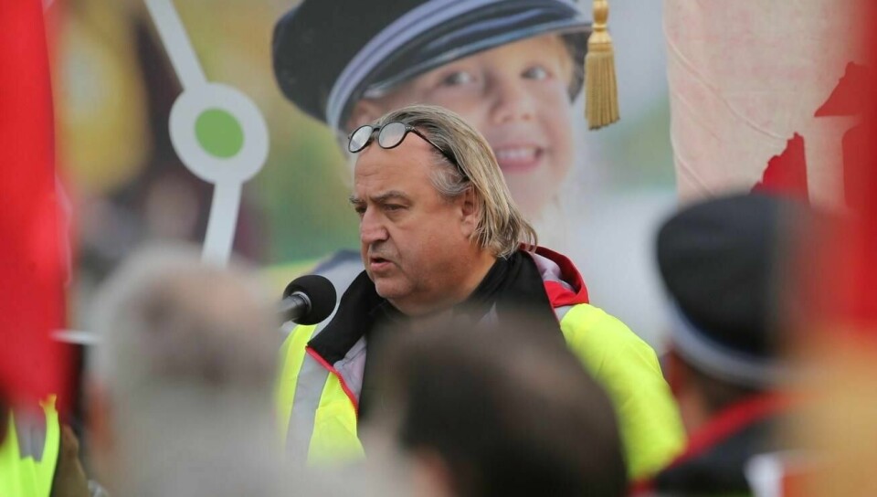 Forbundsleder Rolf Ringdal i Norsk Lokomotivmannsforbund under en tidligere protest.