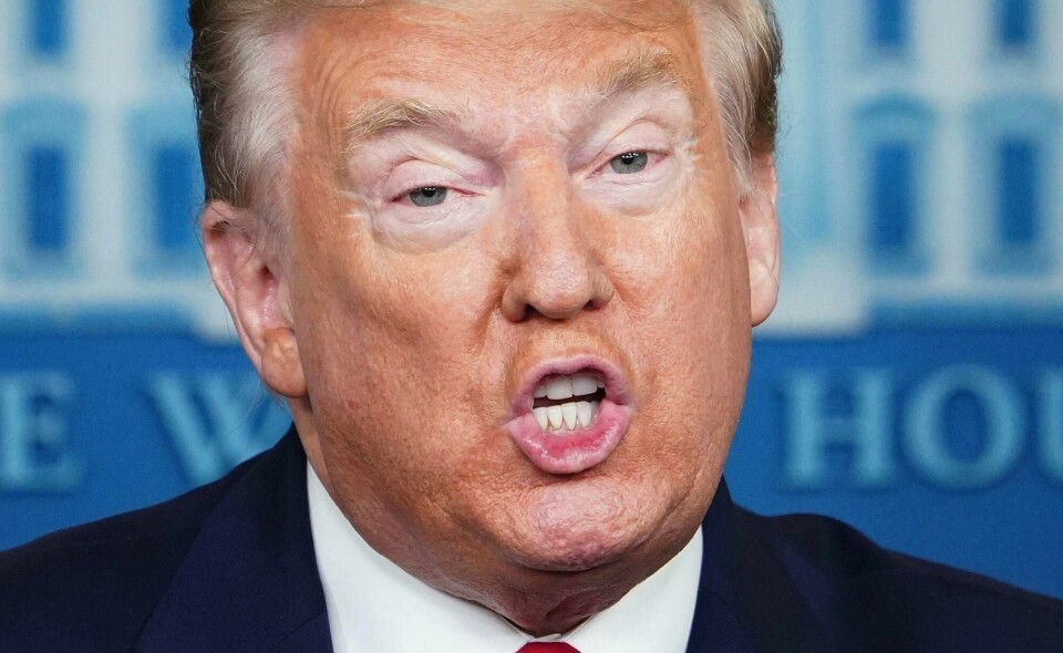 President Donald Trump under en pressebriefing før helgen.