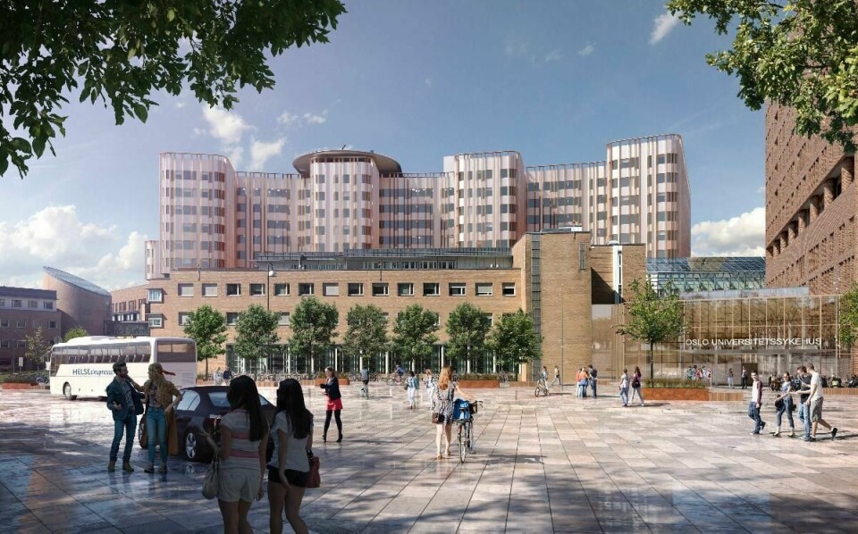 Rikshospitalet gatebilde, slik skissene viser.