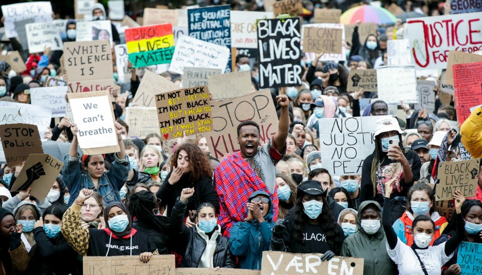 Demonstrasjonen 'We can't breathe - rettferdighet for George Floyd' utenfor Stortinget. Foto: Vidar Ruud / NTB scanpix