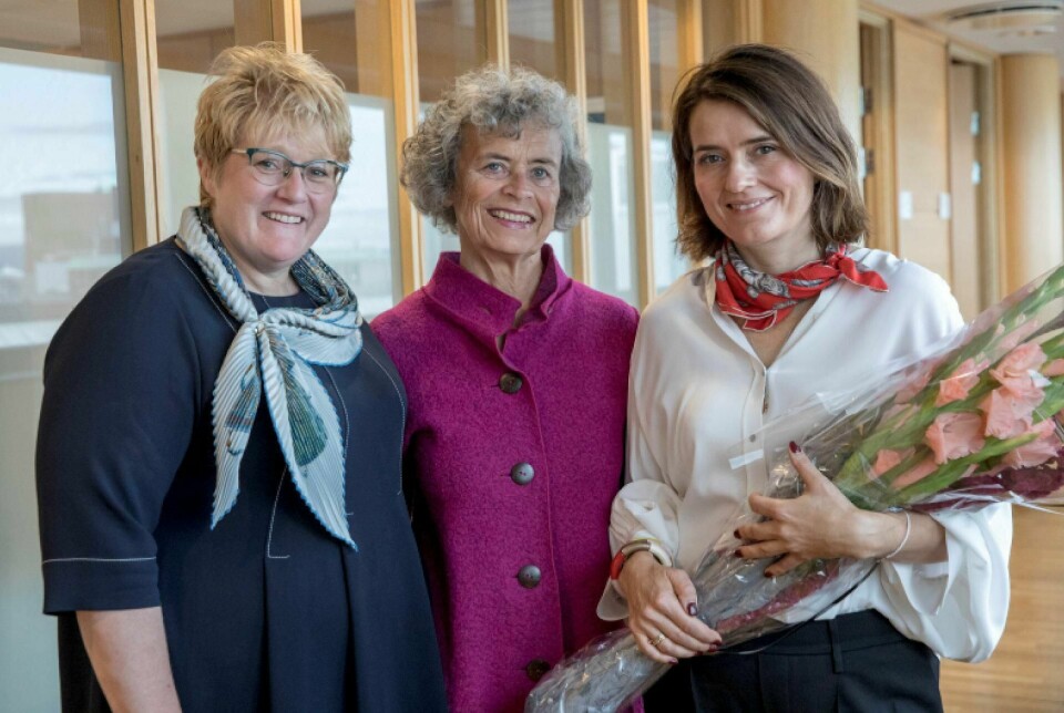 Kjersti Mo (høyre) er direktør i Norsk Filminstitutt. Her sammen med styreleder i Filminstituttet Marit Reutz (midten) og tidligere Kultur- og likestillingsminister Trine Skei Grande (V). Foto: Ole Berg-Rusten/NTB scanpix