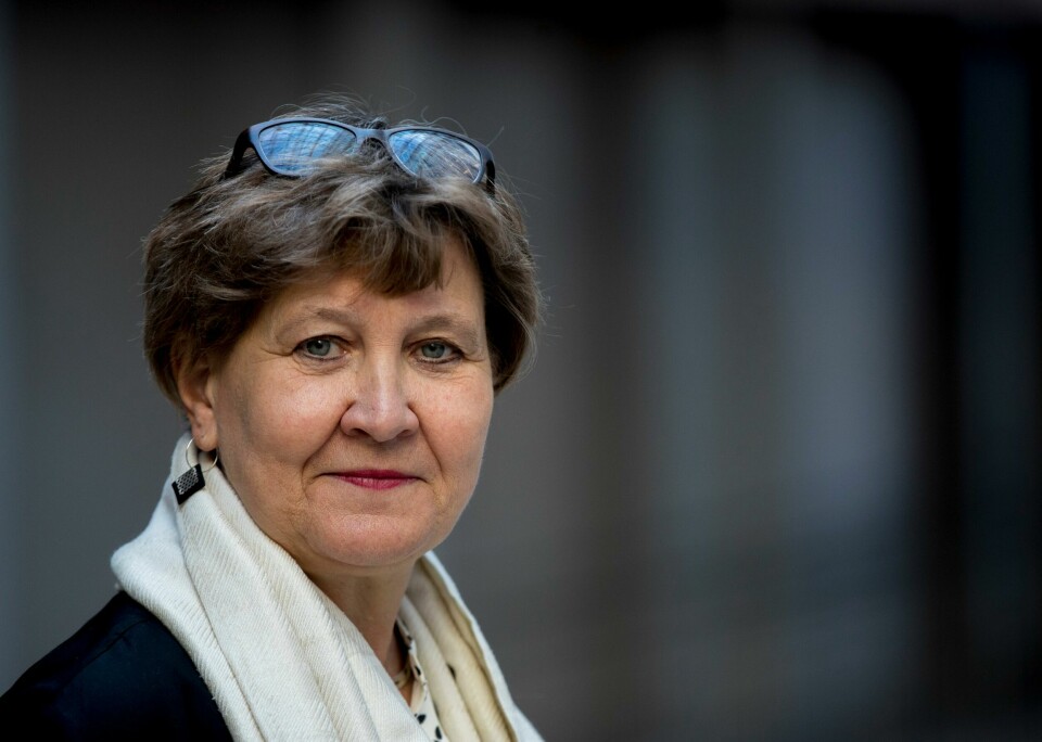 Fagforbundets leder Mette Nord kaller Stein Lier-Hansens utspill for absurd og respektløst. Oslo 20180410.
Fagforbundets leder Mette Nord legger fram fakta om tariffoppgjøret.
Foto: Vidar Ruud / NTB scanpix