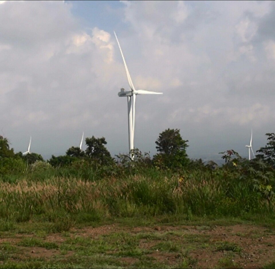SAN ANTONIO VINDMØLLEPARK: Norfund lånte penger til utbyggingen av den første vindmølleparken i Guatemala, San Antonio, som ble ferdigstilt i 2015. Lånet er nå tilbakebetalt og parken produserer 130 GMt årlig. FOTO: CMI GUATEMALA