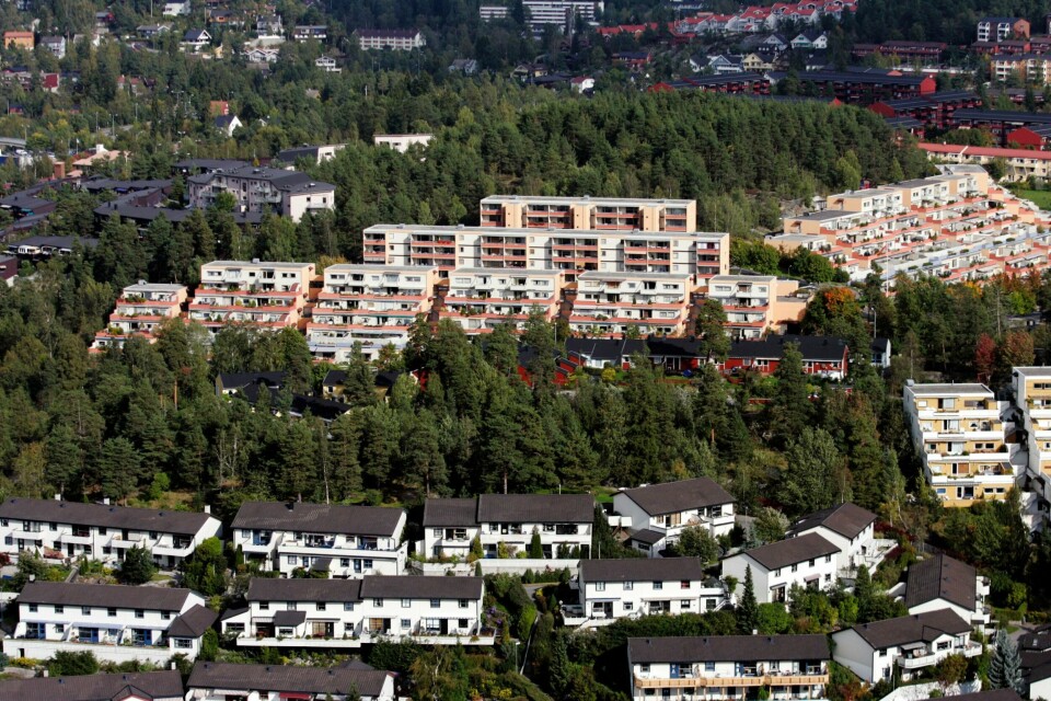 Flyfoto fra Holmlia, Ravnåsveien.