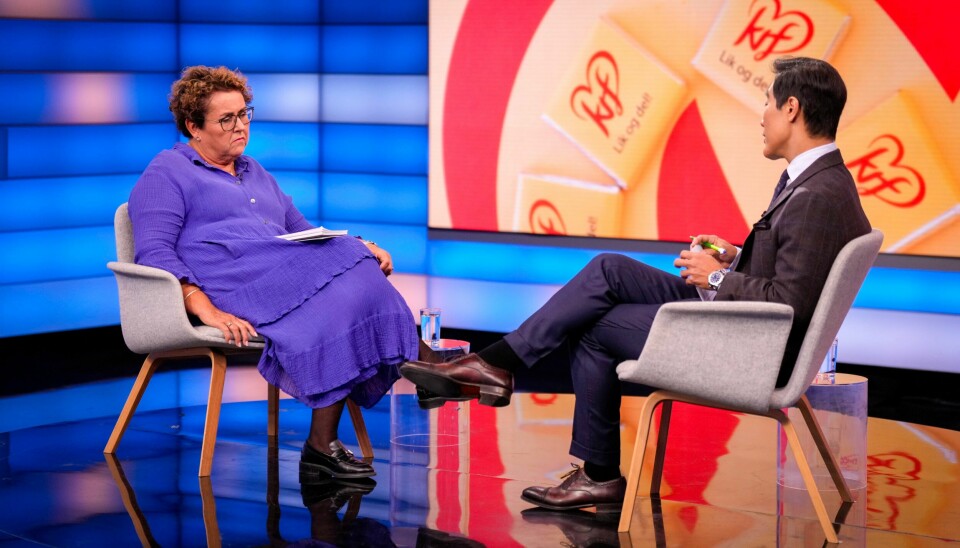 Tidligere KrF-leder Olaug Bollestad ble intervjuet av Fredrik Solvang i Debatten på NRK tirsdag kveld. Tidligere KrF-leder Olaug Bollestad ble intervjuet av Fredrik Solvang i Debatten på NRK tirsdag kveld.Foto: Heiko Junge / NTB