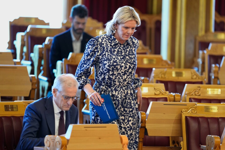 Sylvi Listhaug (Frp) puster Jonas Gahr Støre (Ap) i nakken. Sylvi Listhaug (Frp) puster Jonas Gahr Støre (Ap) i nakken. Foto: Terje Pedersen / NTB