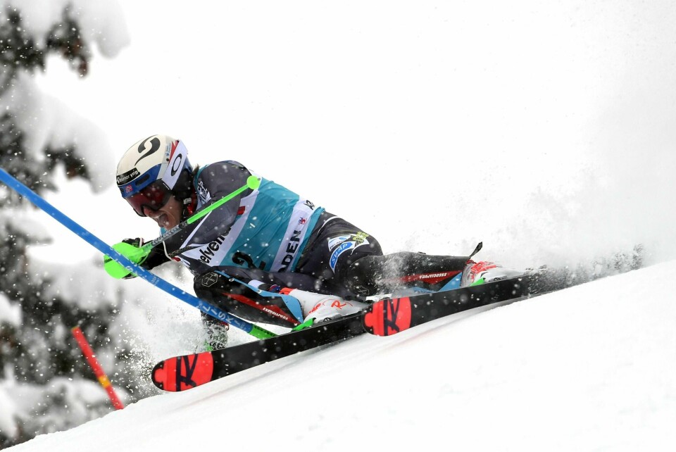 Henrik Kristoffersen tok nok en pallplass i slalåmen i Adelboden. Foto: Marco Tacca / AP / NTB scanpix