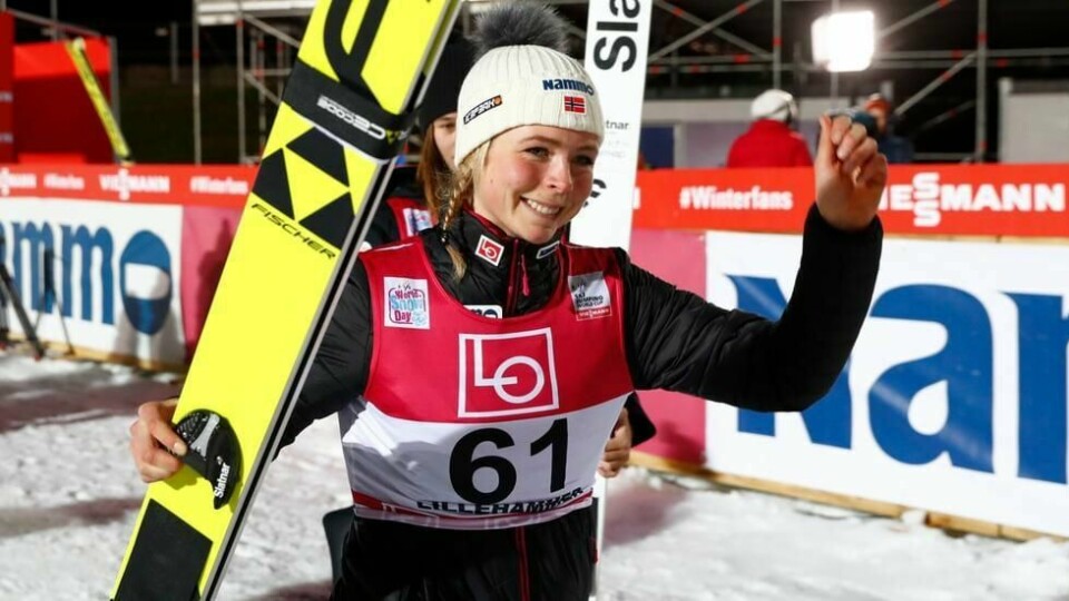 Maren Lundby gjorde jobben i bakken natt til søndag norsk tid. Her fra et tidligere renn.