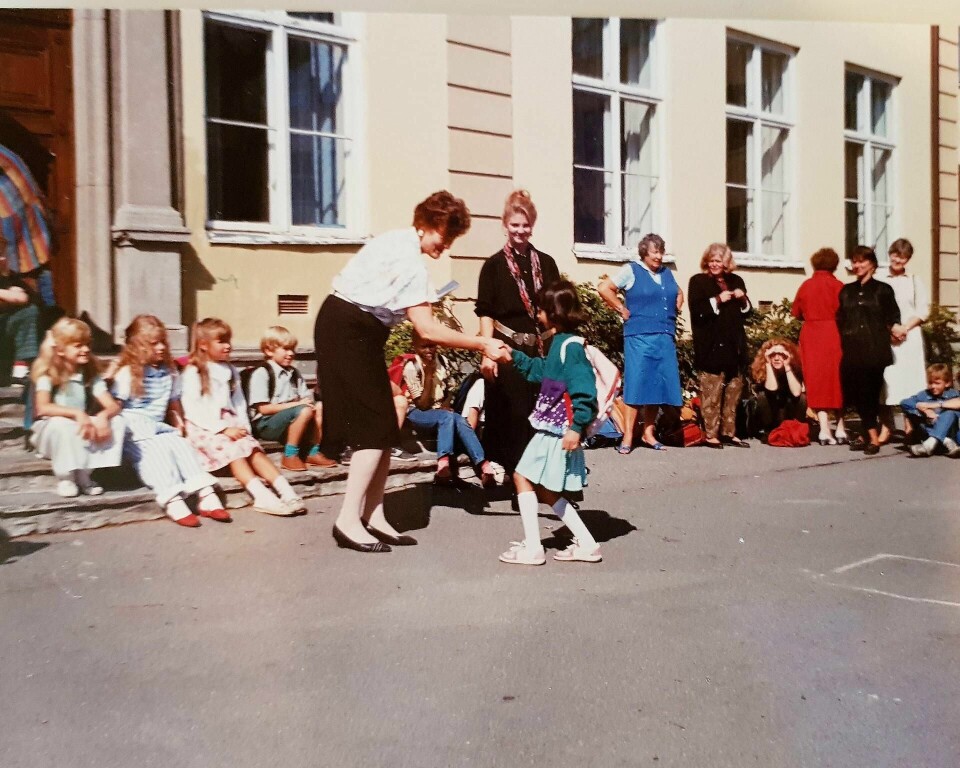 NY I NORD: Kronikkforfatteren møter til sin første skoledag på Bygdøy skole. FOTO: PRIVAT