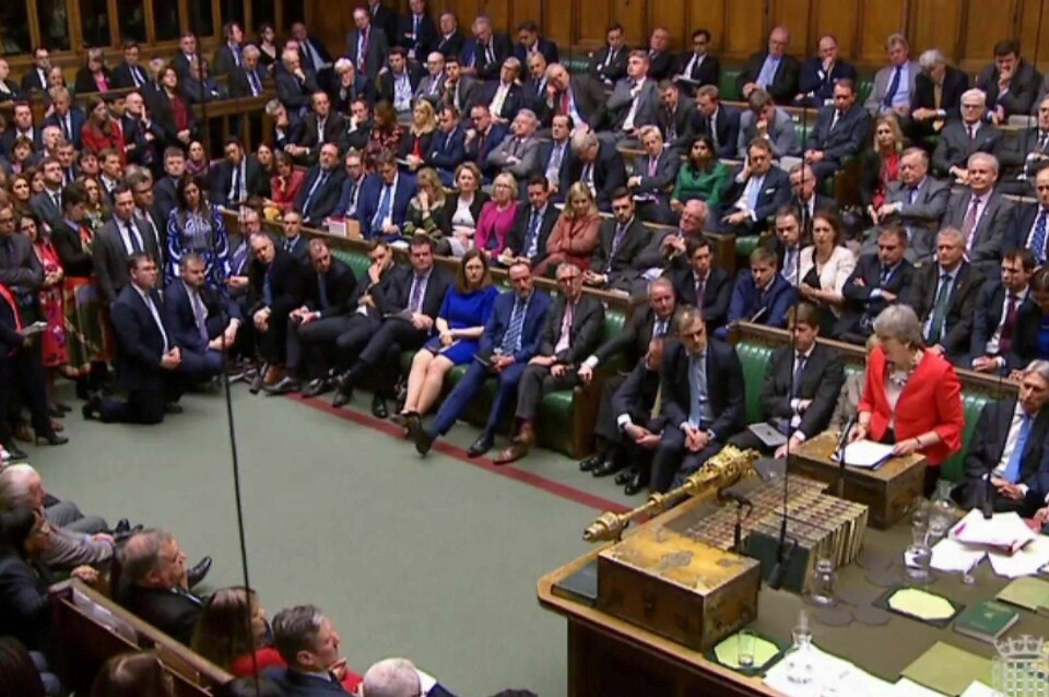 Underhuset tirsdag kveld, da utmeldingsavtalen til Theresa May ble nedstemt igjen.