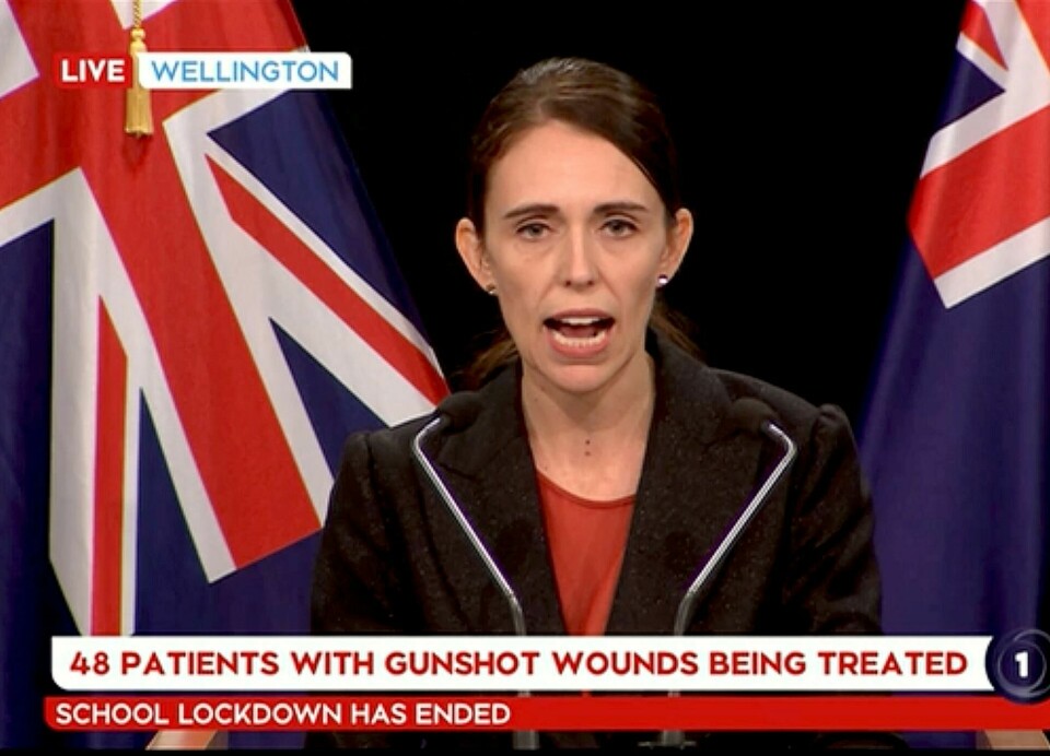 MØRKT: – Dette er en av de mørkeste dagene i New Zealands historie, sier statsminister Jacinda Ardern. FOTO: NTB SCANPIX MØRKT: – Dette er en av de mørkeste dagene i New Zealands historie, sier statsminister Jacinda Ardern. FOTO: NTB SCANPIX