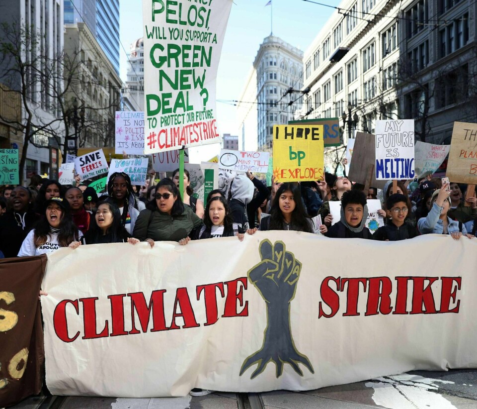 Svenske Greta Thunberg har startet et ungdomsopprør for klimaet som sprer seg til hele verden. Fredag skal norske elever streike som de gjorde i San Francisco på fredag. FOTO: NTB SCANPIX