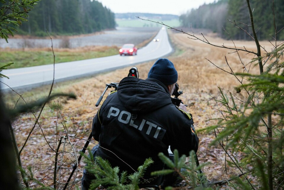 Mannen som ble målt til 67 km/t i en 40-sone hadde så vidt rukket å skaffe seg førerkortet. Her fra en annen laserkontroll i Sarpsborg.