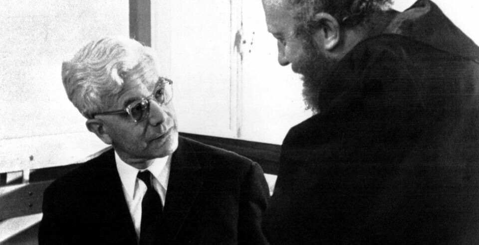 Slapp billig unna: Asbjørn Svarstad har skrevet bok om Hellmuth Reinhard (til venstre) som ledet Gestapo i Norge under størstedelen av perioden Norge var okkupert under 2. verdenskrig. Bildet er fra rettssaken mot Reinhard i 1967. Foto: NTB Scanpix