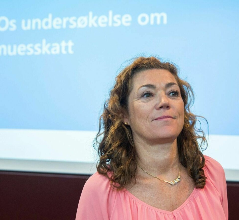 SKATTEKRAV: Administrerende direktør Kristin Skogen Lund i NHO presenterer en undersøkelse om formuesskatt på arbeidende kapital som hun mener gir argumenter for å fjerne skatten. Foto: Vidar Ruud/NTB scanpix