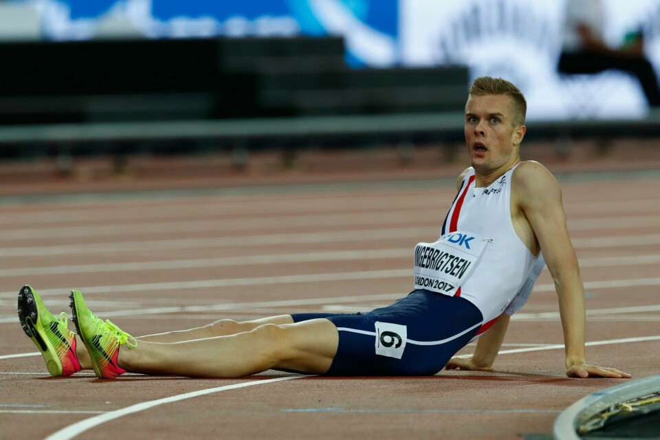 Filip Ingebrigtsen løper finalen på 1500 meter på siste dag av VM i friidrett i London søndag. Foto: Heiko Junge / NTB scanpix