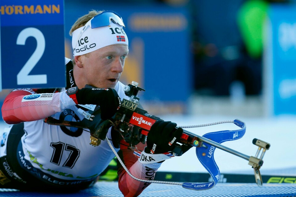 Johannes Thingnes Bø i aksjon i Pokljuka torsdag.