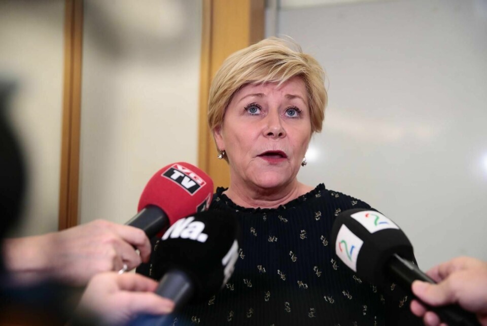 Frp-leder Siv Jensen avlyser sitt besøk i Stavanger og Sandnes. Foto: Håkon Mosvold Larsen/NTB scanpix