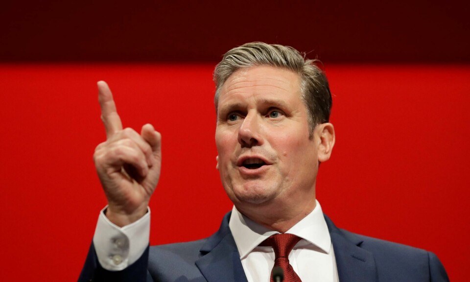 Britain's Shadow Brexit Secretary Keir Starmer speaks on stage during the Labour Party Conference at the Brighton Centre in Brighton, England, Monday, Sept. 23, 2019. (AP Photo/Kirsty Wigglesworth) Britain's Shadow Brexit Secretary Keir Starmer speaks on stage during the Labour Party Conference at the Brighton Centre in Brighton, England, Monday, Sept. 23, 2019. (AP Photo/Kirsty Wigglesworth)