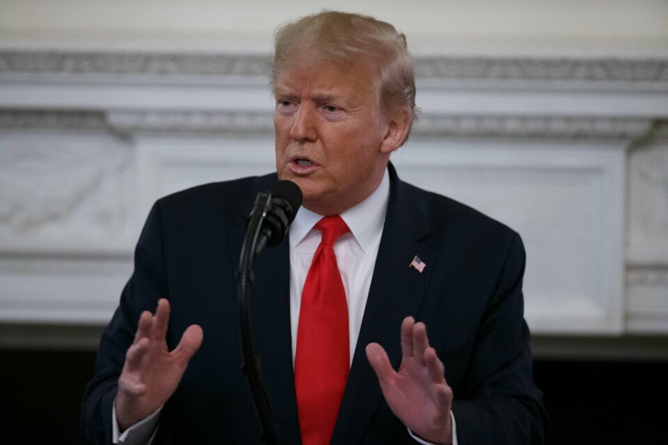 President Donald Trump speaks during a 'White House Business Session with our Nation's Governors,' in the State Dinning Room of the White House, Monday, Feb.10, 2020, in Washington. (AP Photo/Alex Brandon)