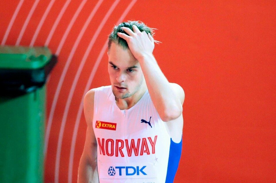 Doha, Qatar 20191004. Filip Ingebrigtsen etter 1500 meter, semifinale, menn under VM i friidrett 2019 i Doha i Qatar i Khalifa International Stadium.Foto: Lise Åserud / NTB scanpix