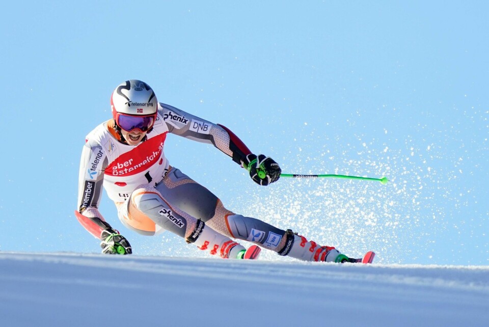 Henrik Kristoffersen kjørte seg opp til 3.-plass på mandagens storslalåmrenn i Hinterstoder. Foto: Giovanni Auletta / AP / NTB scanpix