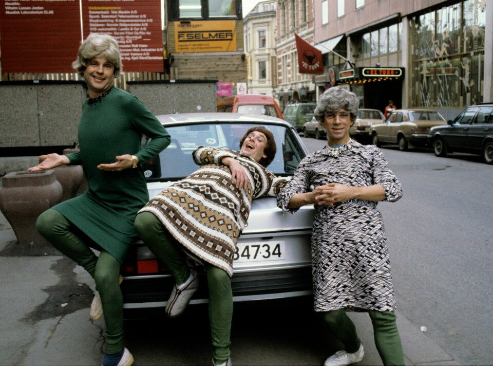 Prima Vera i 1982, som presenterte platen 'De gærne har det godt'. F.v.: Tom Mathisen, Herodes Falsk og Jahn Teigen. Foto: Bjørn Sigurdsøn / NTB / SCANPIX