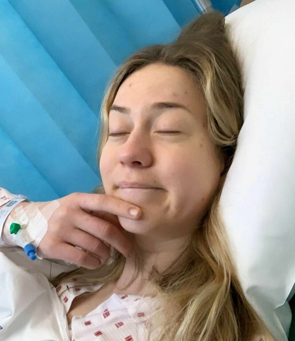 Ragnhild Ås Harbo på Ullevål sykehus, før hun fant ut at hun hadde diagnosen endometriose. Bilde gjengis med Harbos tillatelse. Foto: Privat