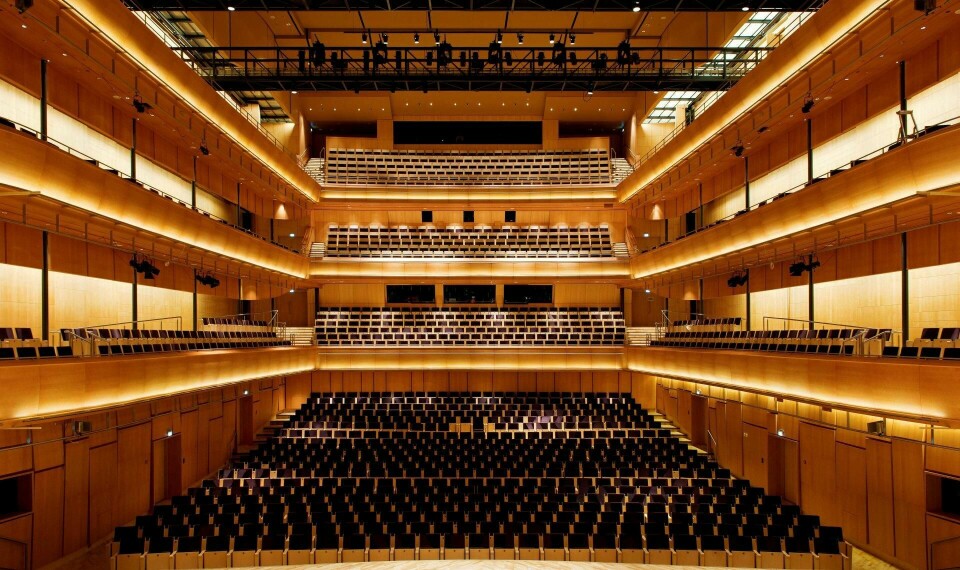 Fartein Valen-salen i Stavanger Konserthus, der alle arrangementer fram til påske er avlyst. Foto: Jiri Havran