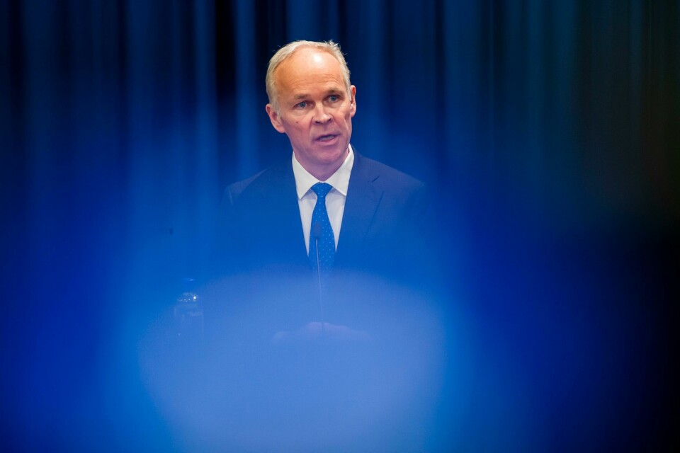Oslo 20200320. Finansminister Jan Tore Sanner orienterer fredag ettermiddag om håndteringen av koronavirusutbruddet i Norge og de konsekvenser det har på en felles pressekonferanse med justisdepartementet, helsedepartementet, Folkehelseinstituttet og Helsedirektoratet.Foto: Fredrik Varfjell / NTB scanpix Oslo 20200320. Finansminister Jan Tore Sanner orienterer fredag ettermiddag om håndteringen av koronavirusutbruddet i Norge og de konsekvenser det har på en felles pressekonferanse med justisdepartementet, helsedepartementet, Folkehelseinstituttet og Helsedirektoratet.Foto: Fredrik Varfjell / NTB scanpix